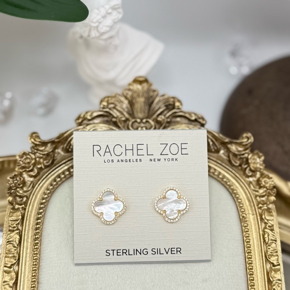 Rachel Zoe Sterling Silver Clover Stud Earrings – Alhambra Style - Picture 3 of 3